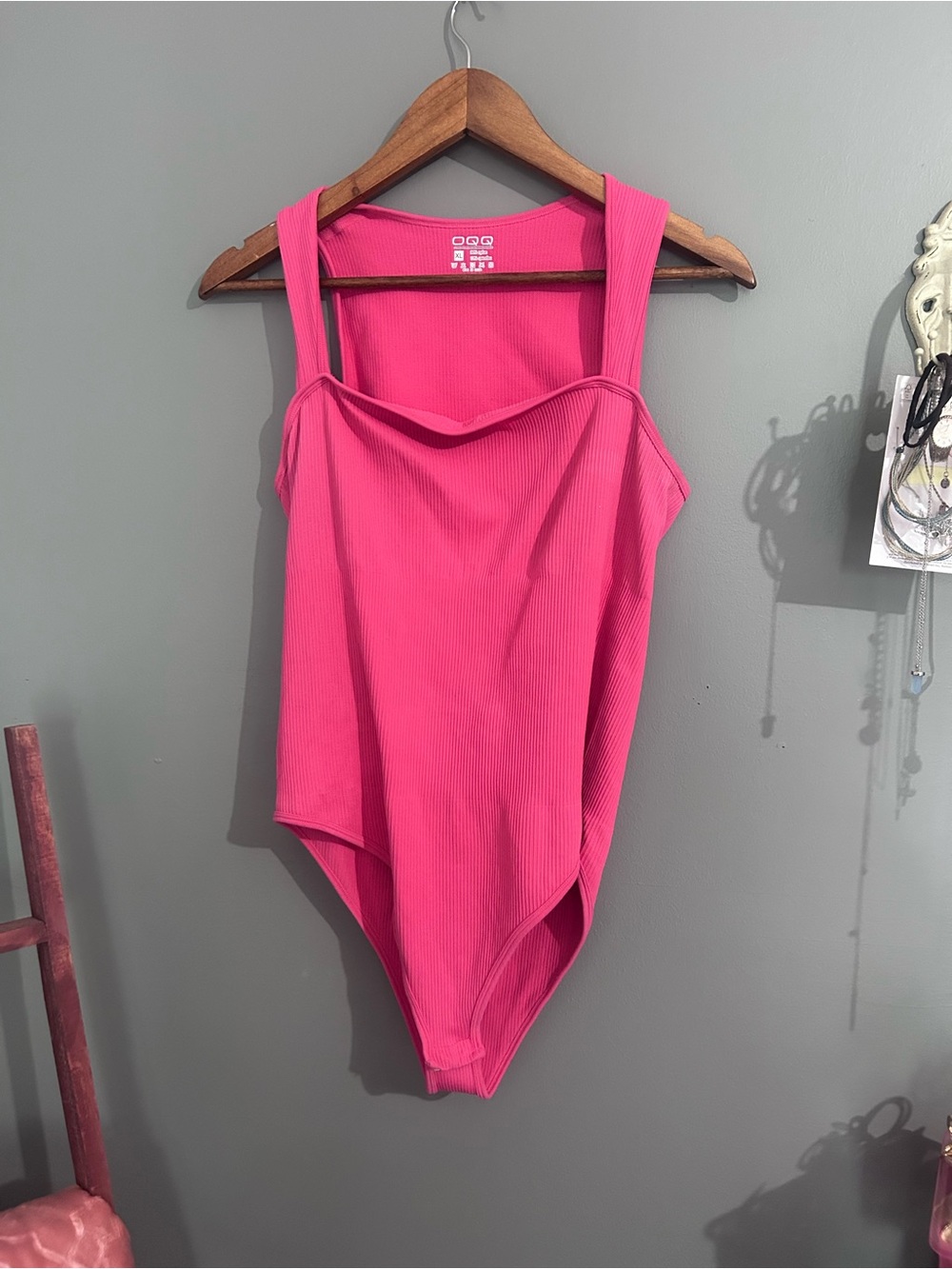 Hot Pink Ribbed bodysuit
